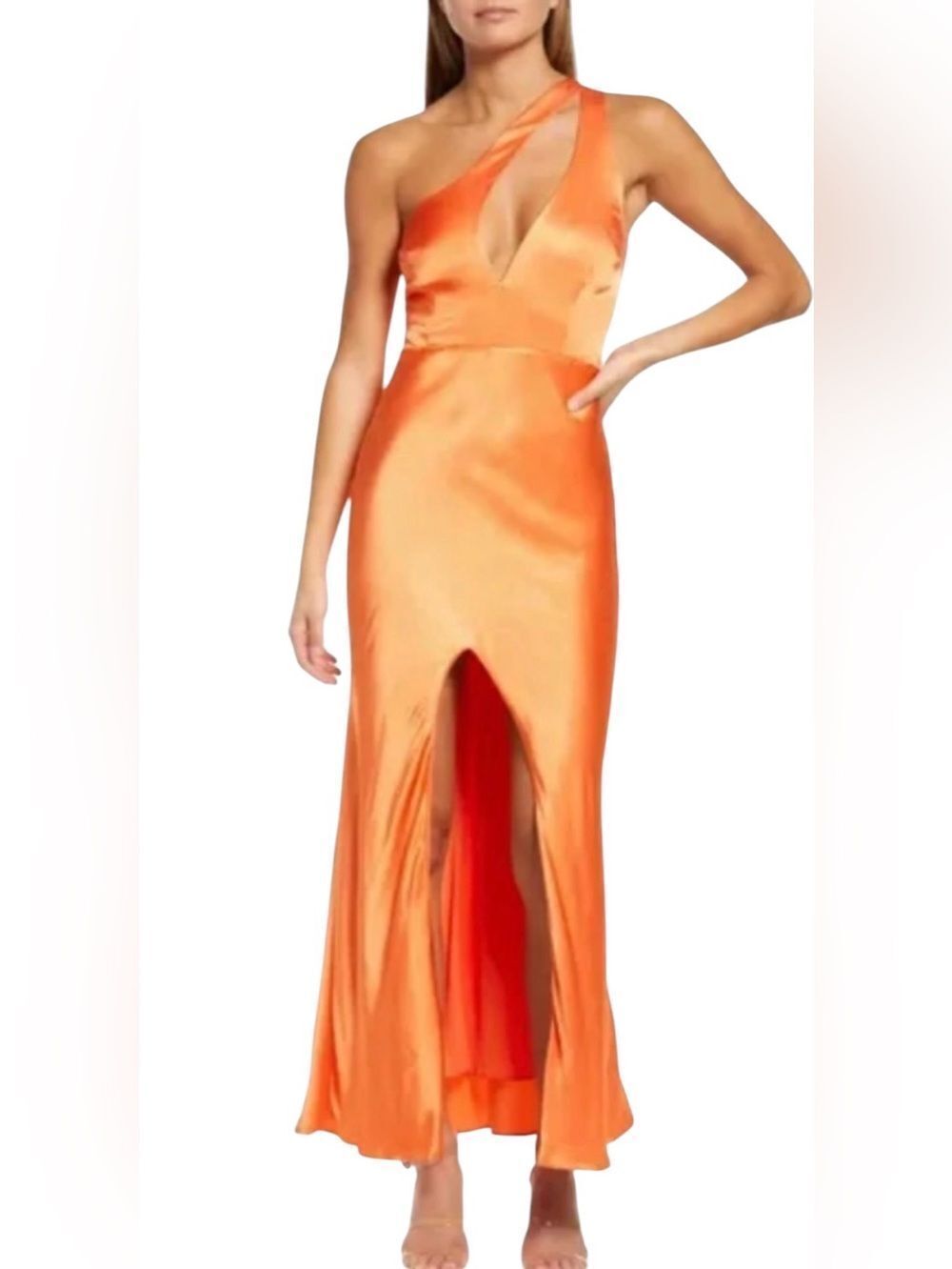 Bardot Ambroise One-Shoulder Cutout Satin Midi Dress Size Large NWT